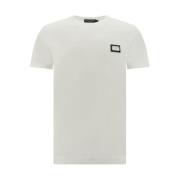 Geribbelde Crew Neck Oversized T-shirt Dolce & Gabbana , White , Heren