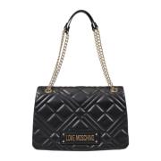 Zwarte schoudertas met clipsluiting Love Moschino , Black , Dames