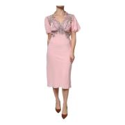 Roze zijden midi-jurk met kant Ermanno Scervino , Pink , Dames