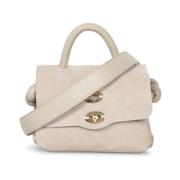 Elegante Tortora Suède Tas met Gouden Draaislot Zanellato , Beige , Da...