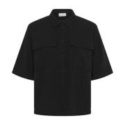 Zwart Diep Shirt Blouse Stijlvol Kaffe , Black , Dames