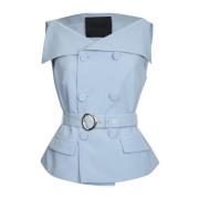 Blauwe Double-Breasted Jas met Riem Liu Jo , Blue , Dames