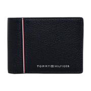 Zwarte leren Bifold Kaarthouder Tommy Hilfiger , Black , Heren