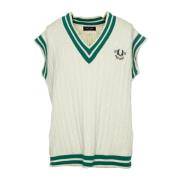 Gebreide Tennis Tank Pullunder met V-hals Fred Perry , White , Heren