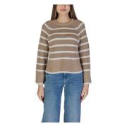 Gestreept gebreide trui met lange mouwen Vila , Beige , Dames