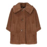 Bruine Alpaca Cashmere Jas met Knoopsluiting Max Mara , Brown , Dames