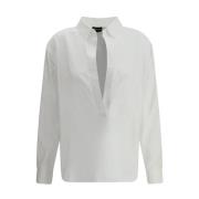 Asymmetrische V-hals shirt met klassieke kraag Giorgio Armani , White ...