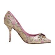 Roze Goud Bloemen Jacquard Kristal Hakken Dolce & Gabbana , Multicolor...