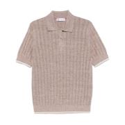 Bruine Polo Shirt met Contrasterende Rand Brunello Cucinelli , Brown ,...