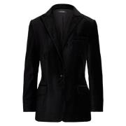 Stretch Velvet Blazer Ralph Lauren , Black , Dames