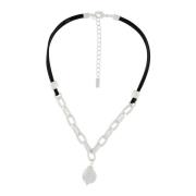 Chunky Leather Mix Necklace Dansk Copenhagen , Gray , Dames