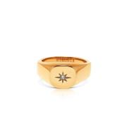 Skyfall Starburst Signature Ring in Gold with Clear CZ Nialaya , Yello...