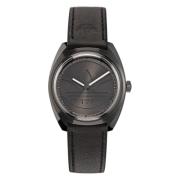 Zwarte leren kwarts analoge horloge Adidas , Black , Dames