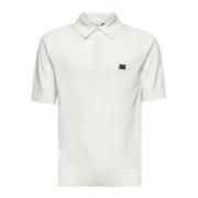 Witte Polo Shirt met Logo Plaat Dolce & Gabbana , White , Heren