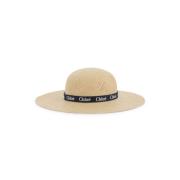 Beige Raffia Pet met Grosgrain Lint Chloé , Beige , Dames