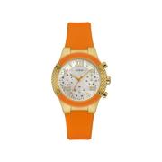 Oranje Siliconen Quartz Analoog Horloge Guess , Orange , Dames