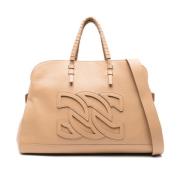 Beige Handtas met Afneembare Band Casadei , Beige , Dames