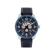 Blauw Lederen Kwarts Horloge Police , Blue , Heren