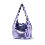 Paarse Pailletontwerp Handtas met Logohanger JW Anderson , Purple , Da...