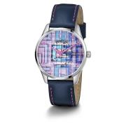 Blauw Leren Quartz Analoog Horloge Guess , Blue , Dames