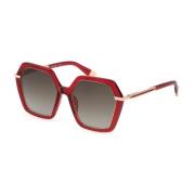 Stijlvolle bruine degraderende lens zonnebril Furla , Red , Dames