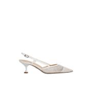 Witte leren slingback sandaal met strass applicaties Lola Cruz , White...