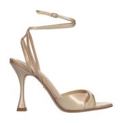 Nude Patent Leather Round Toe Sandals Lola Cruz , Beige , Dames