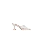 Witte Raffia Sandalen met Vierkante Teen Amina Muaddi , White , Dames