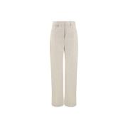 Broek met Gouden Ringdetail en Wijde Pijpen Jacquemus , Beige , Dames