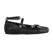 Asymmetrische leren platte schoenen Vic Matié , Black , Dames