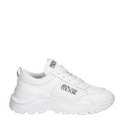 Witte Sneakers met Voorsluiting Versace , White , Heren