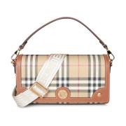 Geruite Canvas Beige Schoudertas Burberry , Beige , Dames