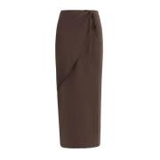 Asymmetrische Zijden Wikkel Midi Rok Petar Petrov , Brown , Dames