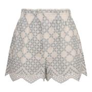 Broderie Anglaise Katoenmix Elastische Shorts Raquel Diniz , White , D...