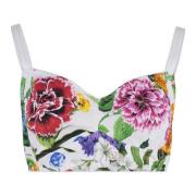 Bloemenprint katoenen crop top Dolce & Gabbana , Multicolor , Dames