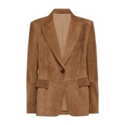 Elegante Leren Jas Brunello Cucinelli , Brown , Dames