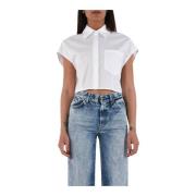 Geknipte katoenen popeline shirt Dondup , White , Dames