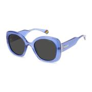 Blauwe Metalen Frame Gepolariseerde Zonnebril Polaroid , Blue , Dames