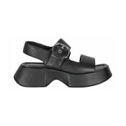 Leren platform sandalen met vierkante neus Vic Matié , Black , Dames