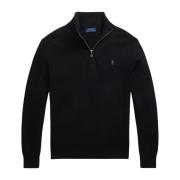 Mesh-Gebreide Katoen Quarter-Zip Sweater Polo Ralph Lauren , Black , H...