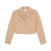 Korte Camel Jas met Gouden Knopen Chloé , Brown , Dames