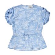 Elegante Print Ballonmouw Blouse Munthe , Blue , Dames