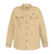 Overhemd met geborduurd logo Off White , Beige , Heren