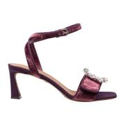 Bordeaux Velvet Sandaal met Steen Gesp Dolce & Gabbana , Multicolor , ...