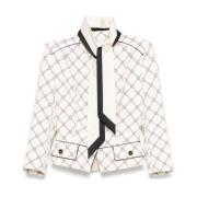 Witte Jas met Sjaal Detailing Elisabetta Franchi , White , Dames