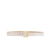 Witte leren riem met gouden logo Elisabetta Franchi , White , Dames