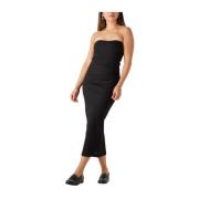 Zwarte Rib Mouwloze Midi Jurk Calvin Klein , Black , Dames