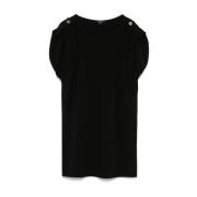 Zwarte Epauletten Korte Mouw Tops Fay , Black , Dames