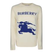 Blauw Paard Gebreide Trui Burberry , White , Dames