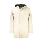 Beige Trenchcoat met capuchon en fleece voering K-Way , Beige , Heren